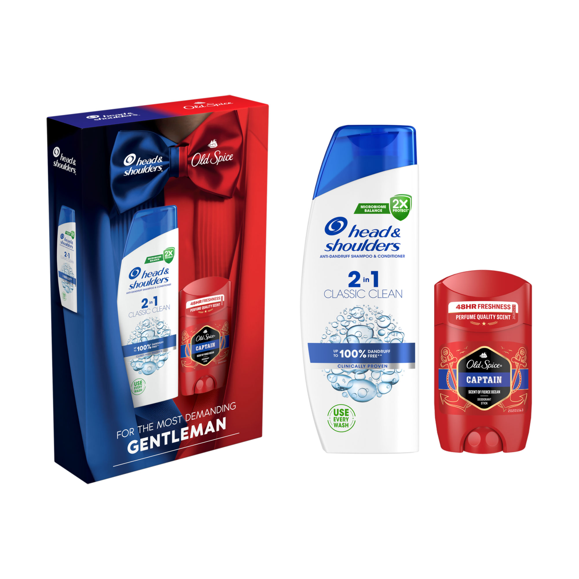 Подарунковий набір чоловічий Head &amp; Shoulders (шампунь Head &amp; Shoulders 2 в 1 Classic Clean, 330 мл + дезодорант-стік Old Spice Captain, 50 мл)